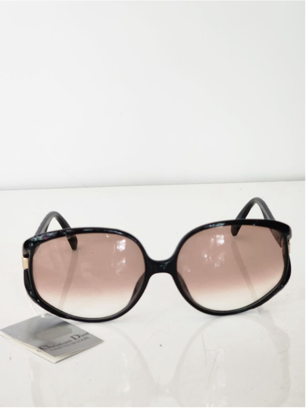 CHRISTIAN DIOR NWT 2320 Vintage Black & Gold Oversized Gradient Sunglasses 64 mm - Picture 4 of 13